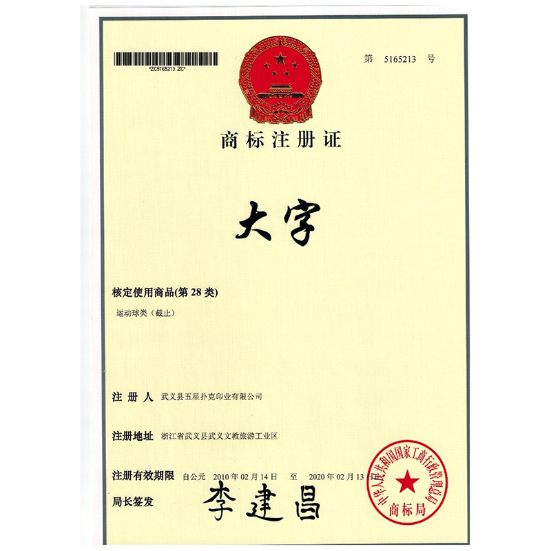 “大字”商标注册证